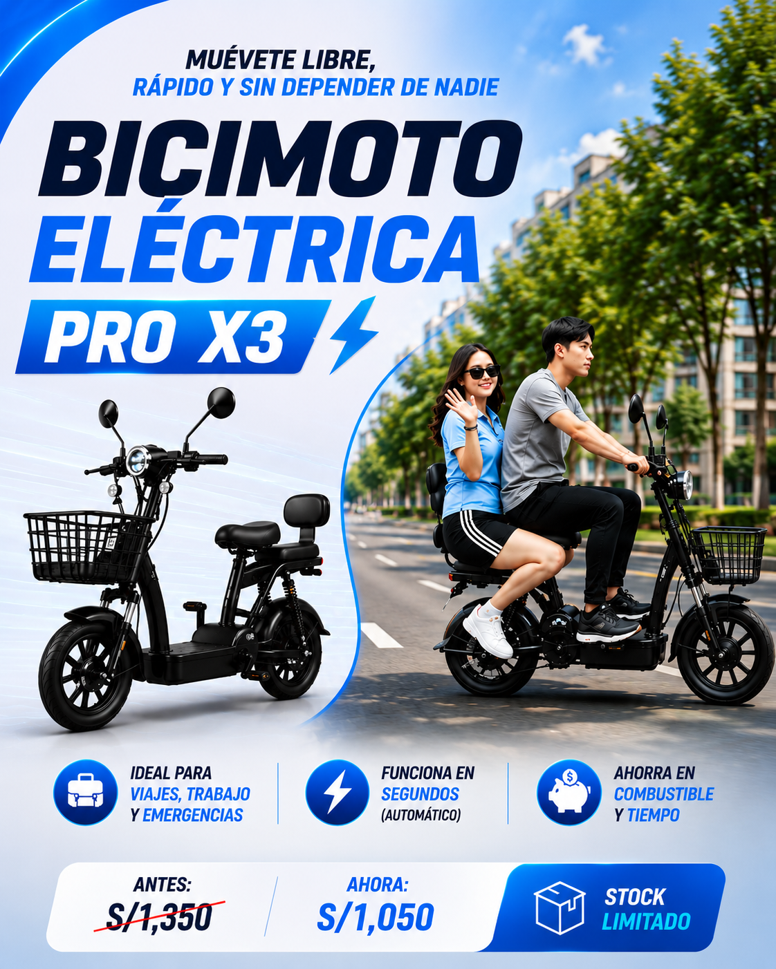 BICIMOTO ELECTRICA PRO X3